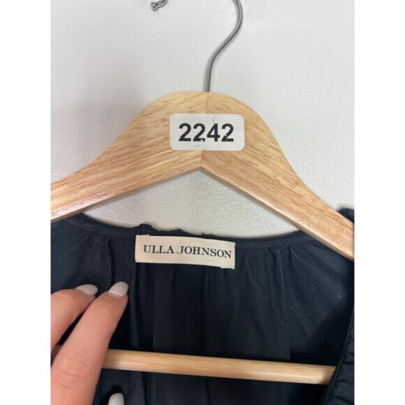 NEW Ulla Johnson Caris Ruffle Long Sleeve Cotton Black Minidress  Size: 10 - Picture 4 of 7